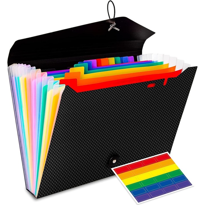 Dosar Plastic Extensibil A4, Caravaan®, 13 Compartimente Multicolor