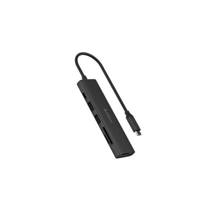 Dokkolóállomás A4tech univerzális, 6 az 1-ben, PC-csatlakozás USB Type C, USB-C x 1, USB-A 3.0 x 2, HDMI videoportok x 1 4K@60Hz, SD foglalat, PD 100 W, kábel 0,20 m, szürke