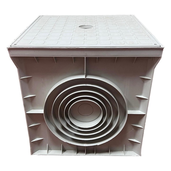 Kit camin PP BASIC patrat Gri cu capac, 300 x300 mm.Doruq