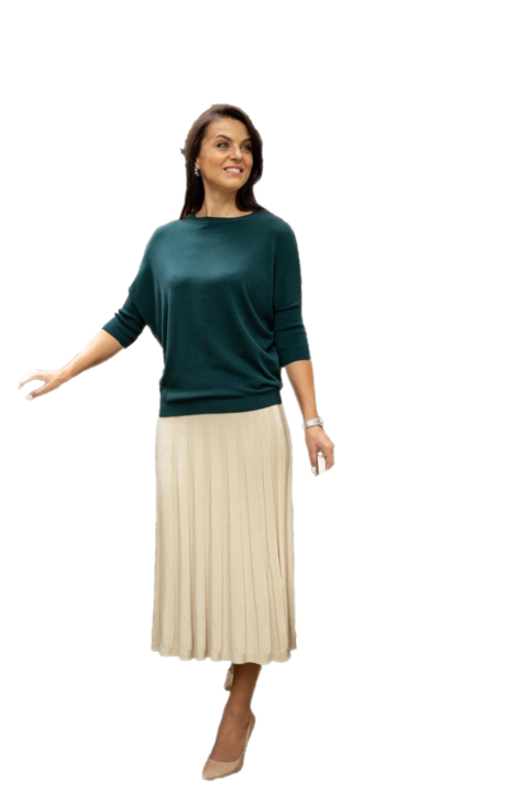 Bluza Dama Tricotata Hermina 151, evazata,, Verde englez