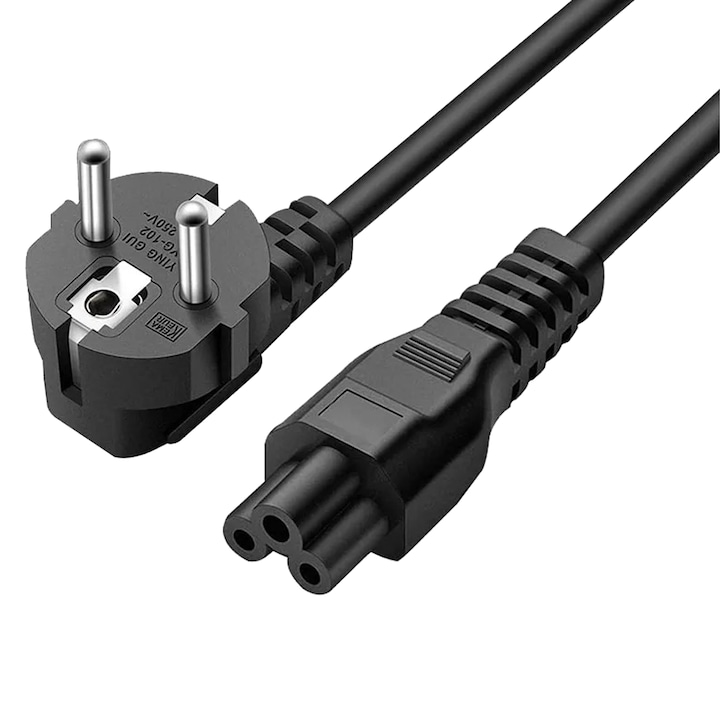 Cablu de alimentare, Zggzerg, Potrivit pentru PC, Monitor, proiector, conductor cupru, 1m, Negru