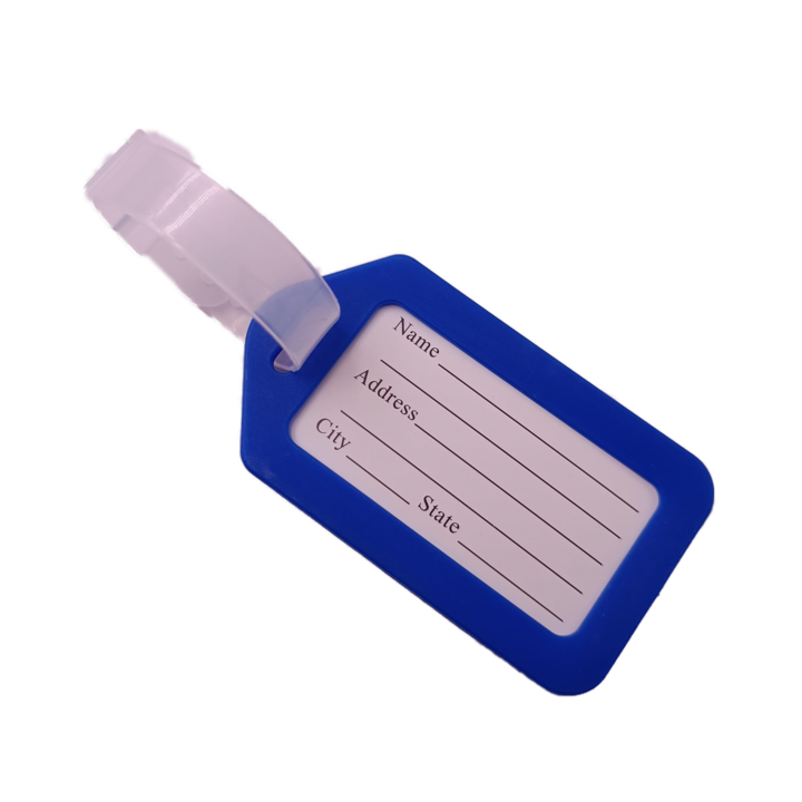 Етикет за идентификация на багажа, 87X50 мм, пластмаса, закачалки, против кражба, син, Dalimag