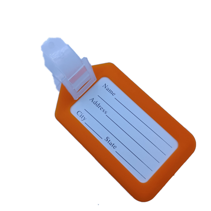 Етикет за идентификация на багажа, 87X50 мм, пластмаса, закачалки, против кражба, оранжев, Dalimag