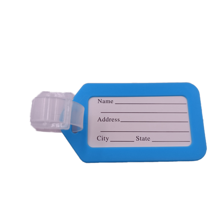Етикет за идентификация на багаж, 87X50 мм, пластмаса, закачалки, против кражба, светло син, Dalimag
