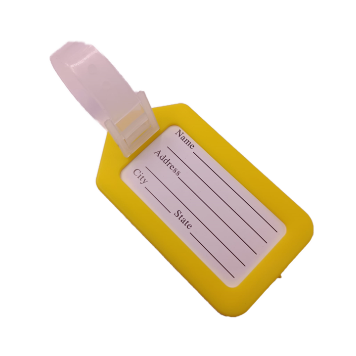 Етикет за идентификация на багаж, 87X50 мм, пластмаса, куки, против кражба, жълт, Dalimag