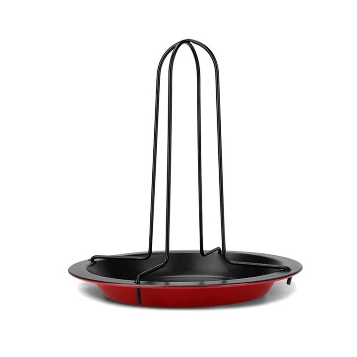 Suport vertical pentru gratar, Sunmostar, Inox, Cu tava de picurare, 19x17 cm, Negru