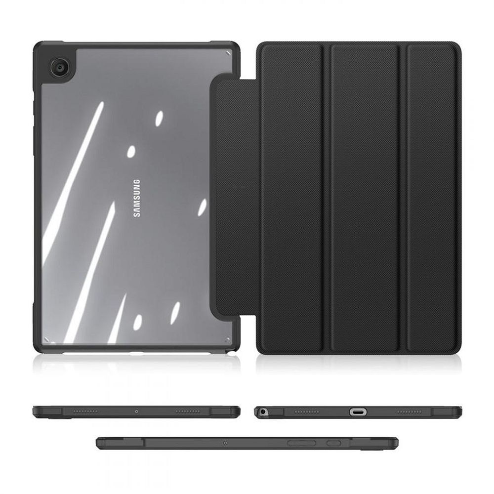 Carcasa Tableta G-Tech Toby Dux Ducis Folding Stand, Compatibila cu Samsung Galaxy Tab A8 2021, 10.5 Inch, Spate Transparent, Piele Ecologica, Full Protection, Negru