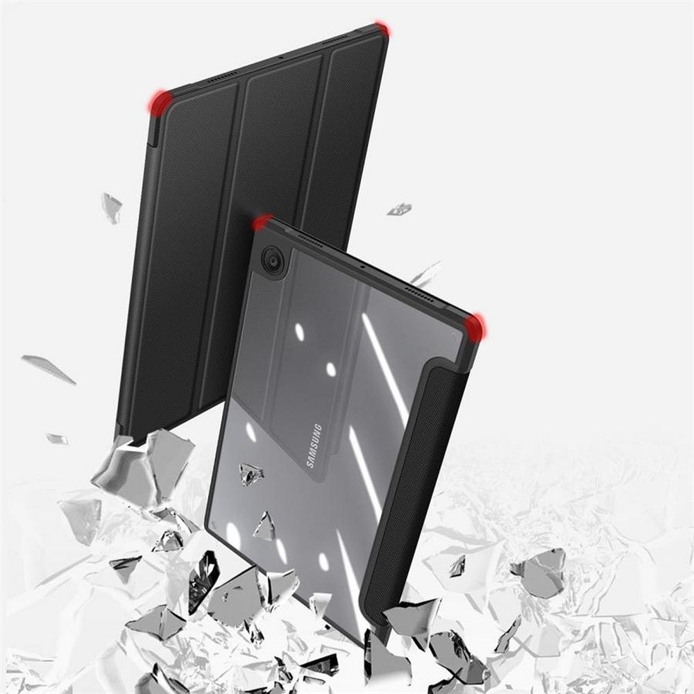 Carcasa Tableta G-Tech Toby Dux Ducis Folding Stand, Compatibila cu Samsung Galaxy Tab A8 2021, 10.5 Inch, Spate Transparent, Piele Ecologica, Full Protection, Negru