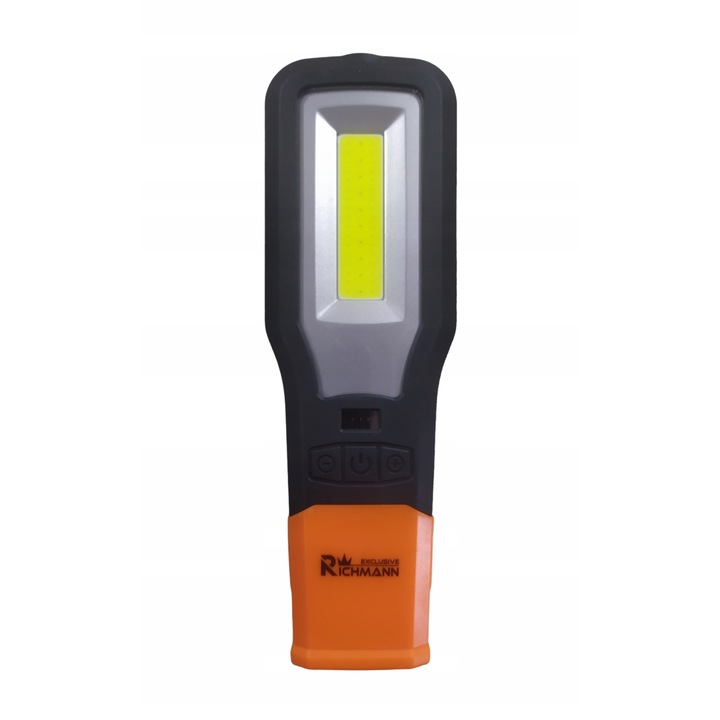 Műhelylámpa, Richmann, 10 + 5 W, USB, LED, Fekete/Narancssárga