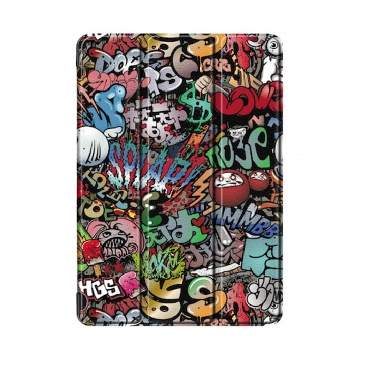 Husa Natty Pell Ultra Slim Smart Cover Premium pentru Apple iPad 9 (2021) / iPad 8 (2020) / iPad 7 (2019) - Graffiti