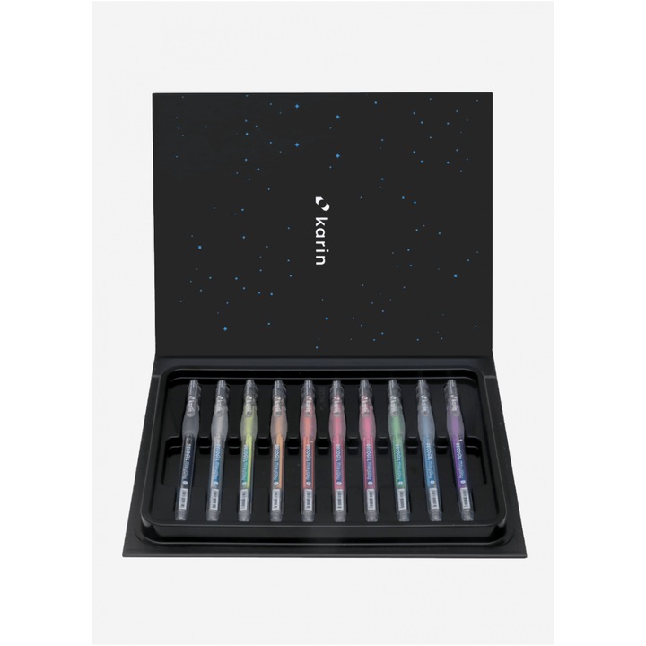 Комплект от 10 декогел химикалки Karin, калиграфия, декор, рисунка, цветове на Млечния път