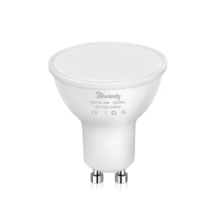 Комплект от 5 led крушки, топла бяла светлина, 5w, 3000K, 450 лумена, GU10