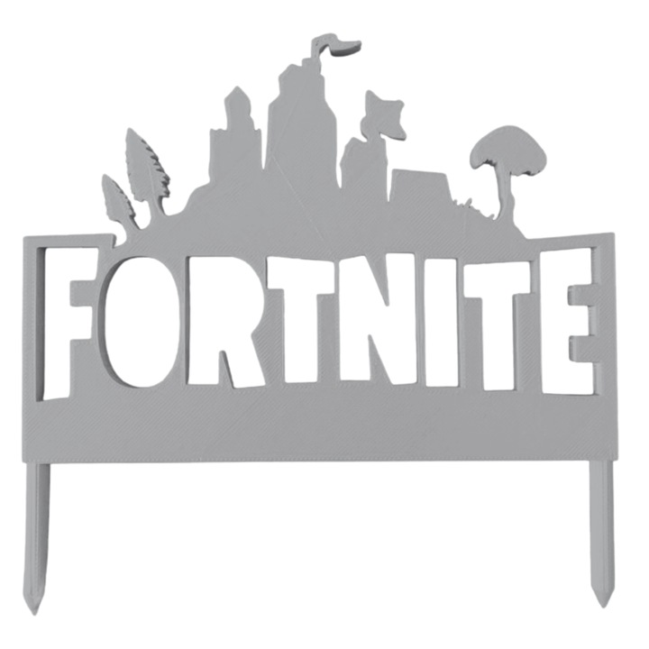 Tortadísz, "FORTNITE" topper játékkedvelő, 15 x 15,3 cm ezüst