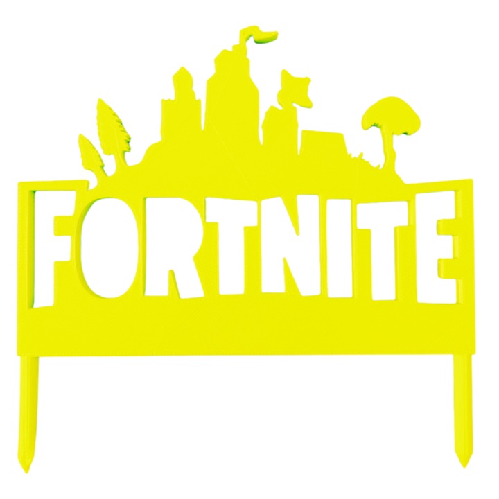 Tortadísz, "FORTNITE" topper game kedvelő, 15 x 15,3 cm sárga