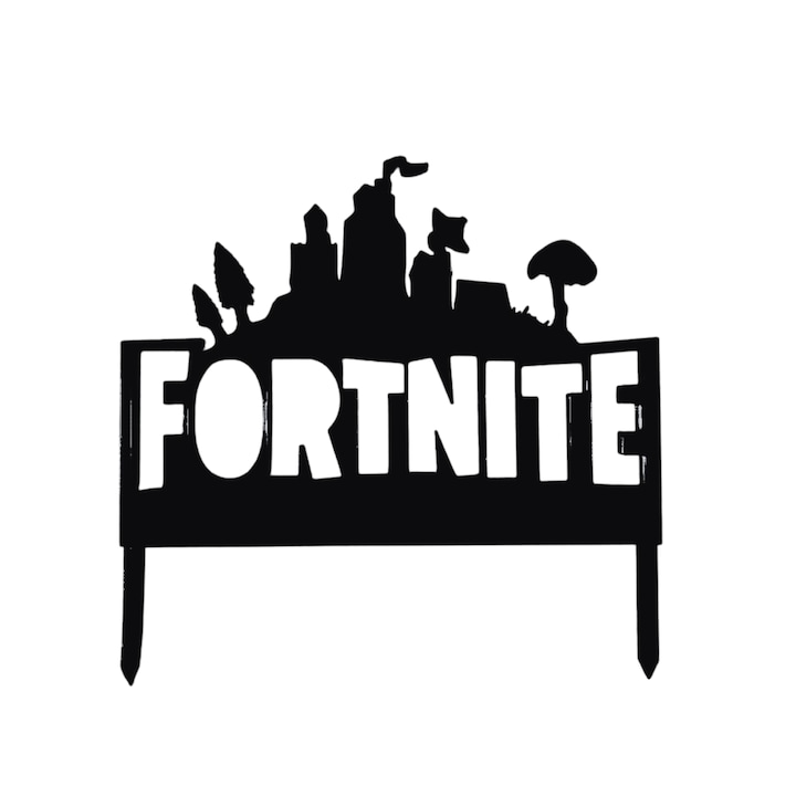 Tortadísz, "FORTNITE" játékkedvelő topper, 15 x 15,3 cm fekete