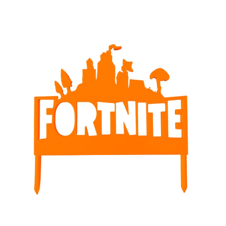 Декорация за торта, "FORTNITE" топер game lover, 15 x 15,3 см оранжев