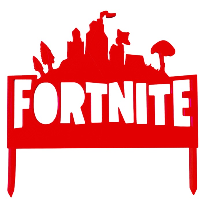 Tortadísz, "FORTNITE" topper játékkedvelő, 15 x 15,3 cm piros