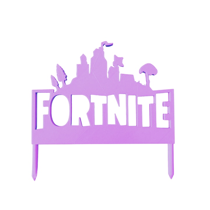 Декорация за торта, топ за любители на игри "FORTNITE", 15 х 15,3 см светло лилаво