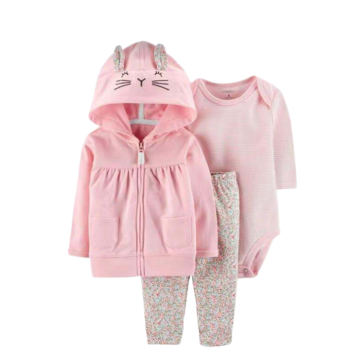 Compleu 3 piese, cu gluga, Pisicuta roz, Bubu-Still