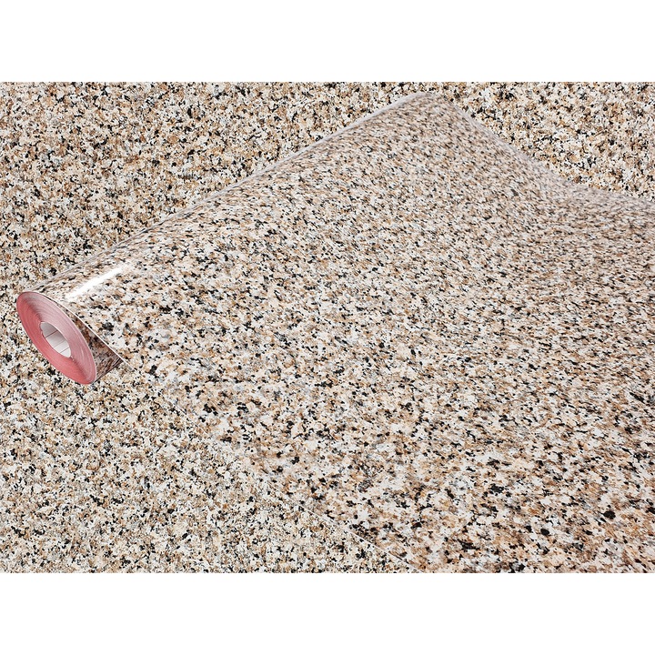 Folie decorativa pentru blat de bucatarie, taiate la dimensiune, 67.5 x 25 cm, DecoMeister®, Model Granit Bej, D032-067-0025