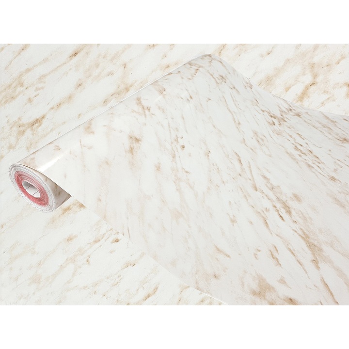 Autocolant pentru mobila, taiate la dimensiune, 67.5 x 25 cm, DecoMeister®, Model Carrara Bej, D001-067-0025