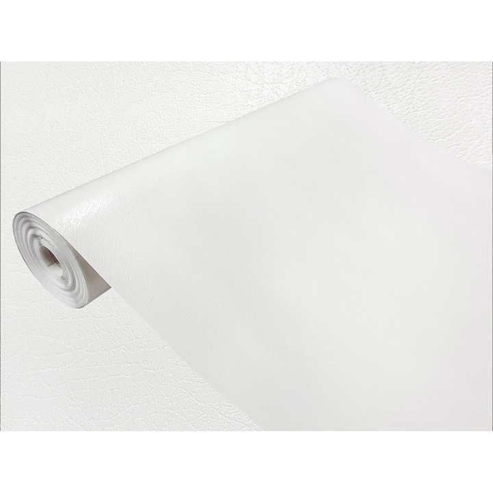Folie autoadeziva pentru fronturi de bucatarie, taiate la dimensiune, 45 x 25 cm, DecoMeister®, Model Piele Alba, A065-045-0025