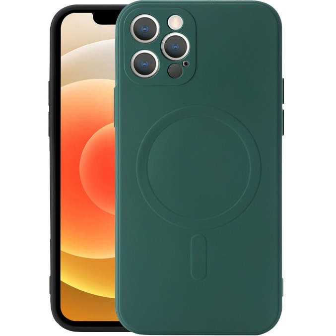 Husa pentru iPhone 12 Pro ZAFIT®, cu incarcare Magsafe, Silicon, Verde