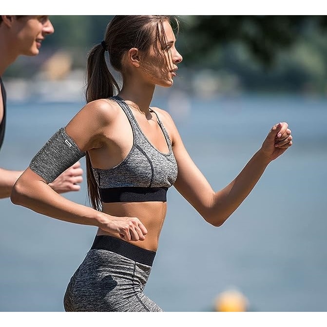 Husa Banderola Telefon, Ideas4Comfort®, Banderola Alergare Din Lycra Elastica, Cu Fermoar Si Orificii Pentru Casti, Pentru Alergat, Sala, Jogging, Yoga, Ciclism, Plimbari, Compatibila Universal Cu Orice Smartphone, Marime M, Husa Banderola Sport, Gri