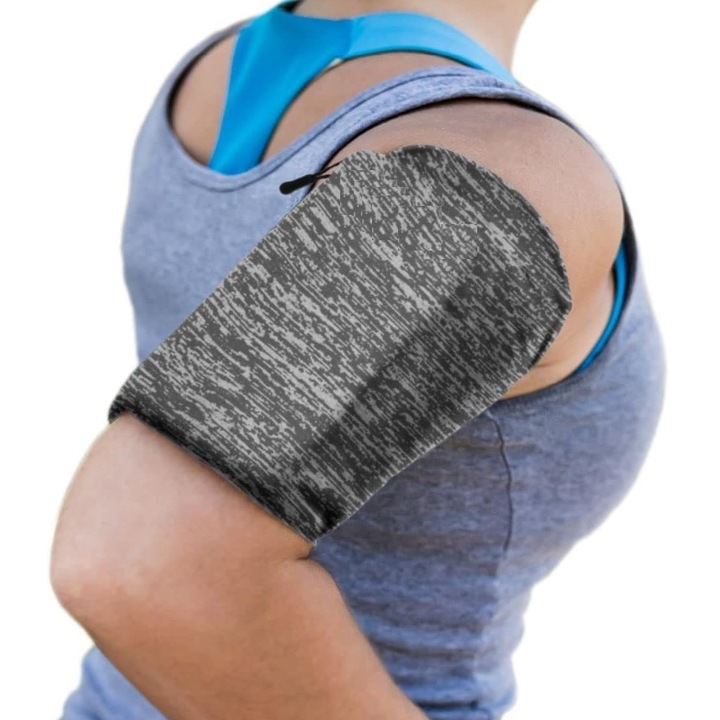 Husa banderola telefon pentru brat/mana alergat, sala, plimbari, yoga, jogging, Ideas4Comfort, MARIMEA S, gri