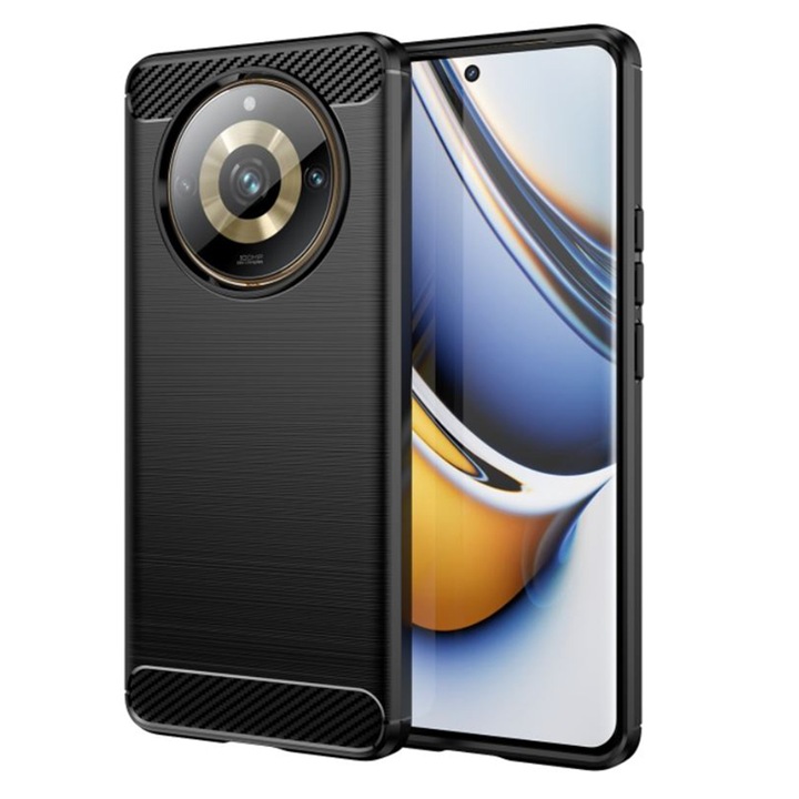 Realme 11 Pro / 11 Pro+ tok, Techsuit Carbon Silicone, fekete