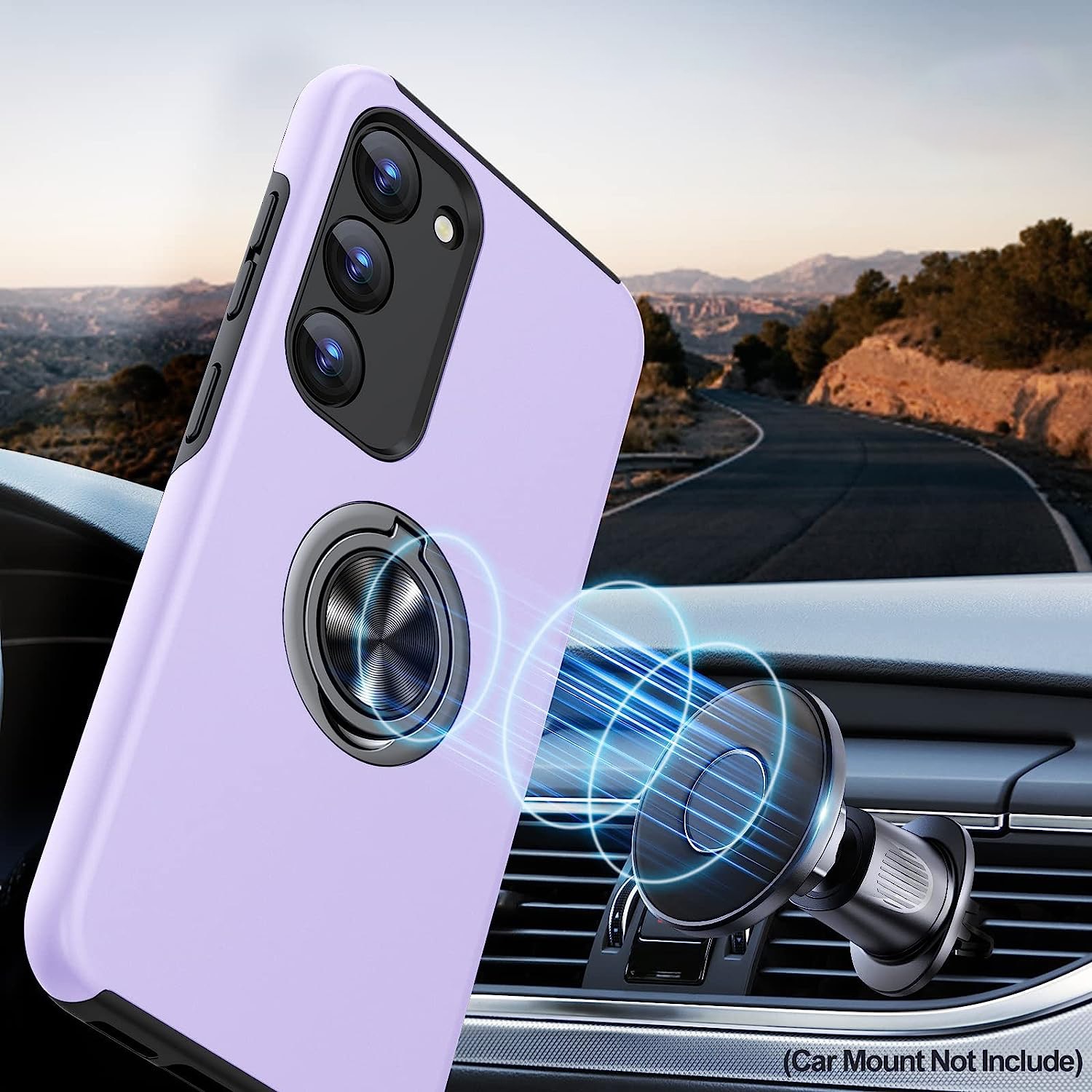 Husa pentru Samsung Galaxy S23, inel rotativ 360° si Kickstand, Protectie Militara Antisoc, cu disipare termica, Purple