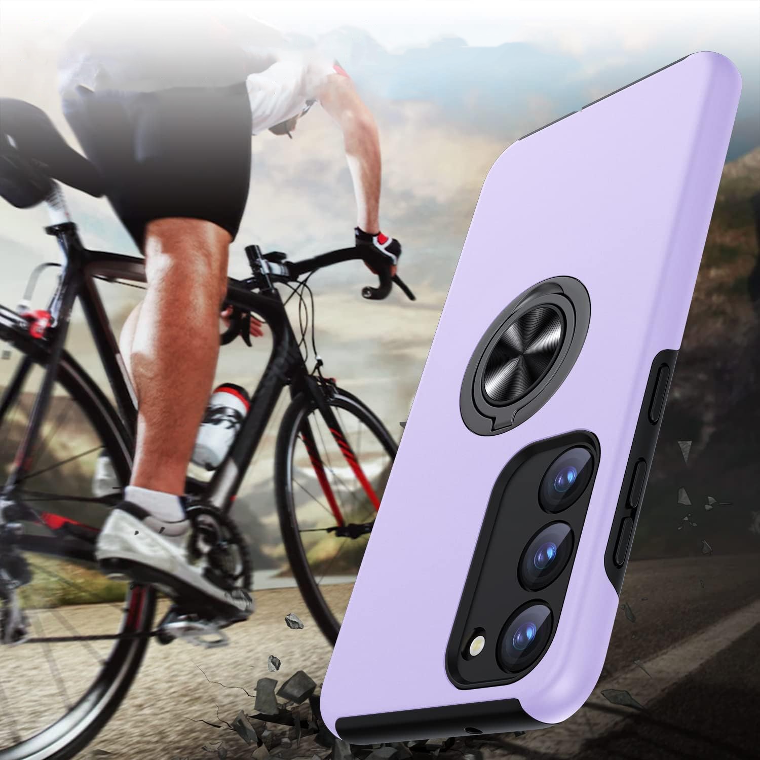Husa pentru Samsung Galaxy S23, inel rotativ 360° si Kickstand, Protectie Militara Antisoc, cu disipare termica, Purple