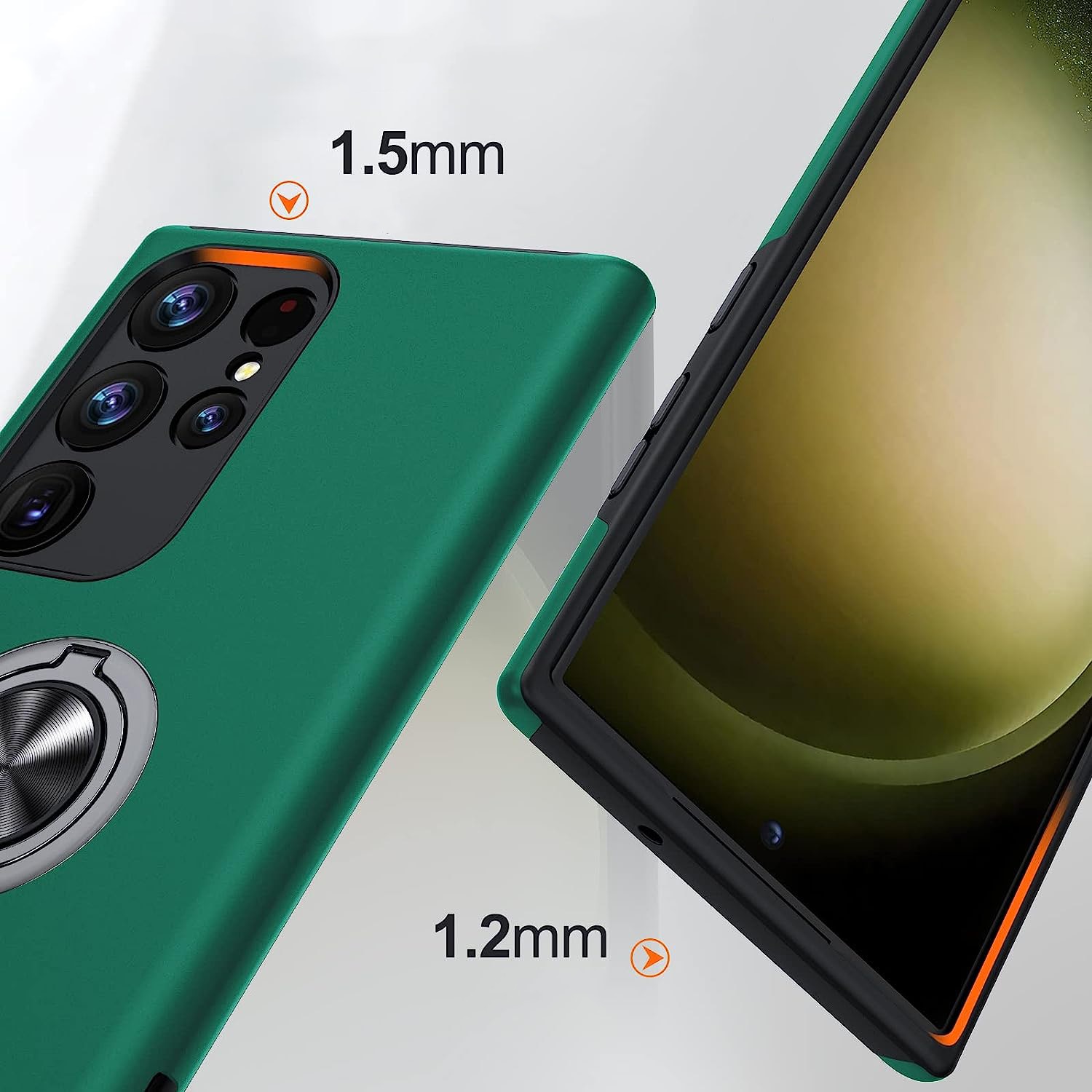 Калъф, За Samsung Galaxy S23 ULTRA, Въртящ се на 360° пръстен, Стойка ...