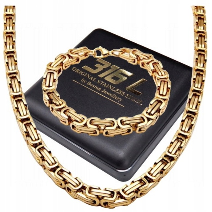 Set lant + bratara barbati, Boston Jewellery, Otel, Auriu