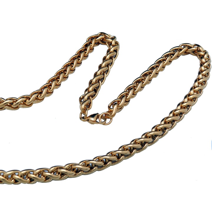 Lant pentru barbati, Boston Jewellery, Otel, Placat cu aur 18k, Auriu