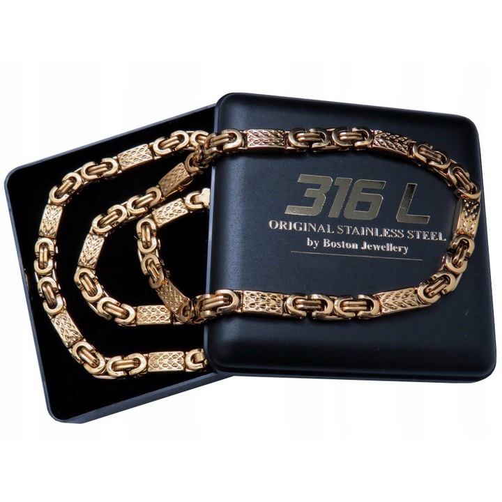 Lant pentru barbati, Boston Jewellery, 316L, Otel inoxidabil, 6 mm, Auriu