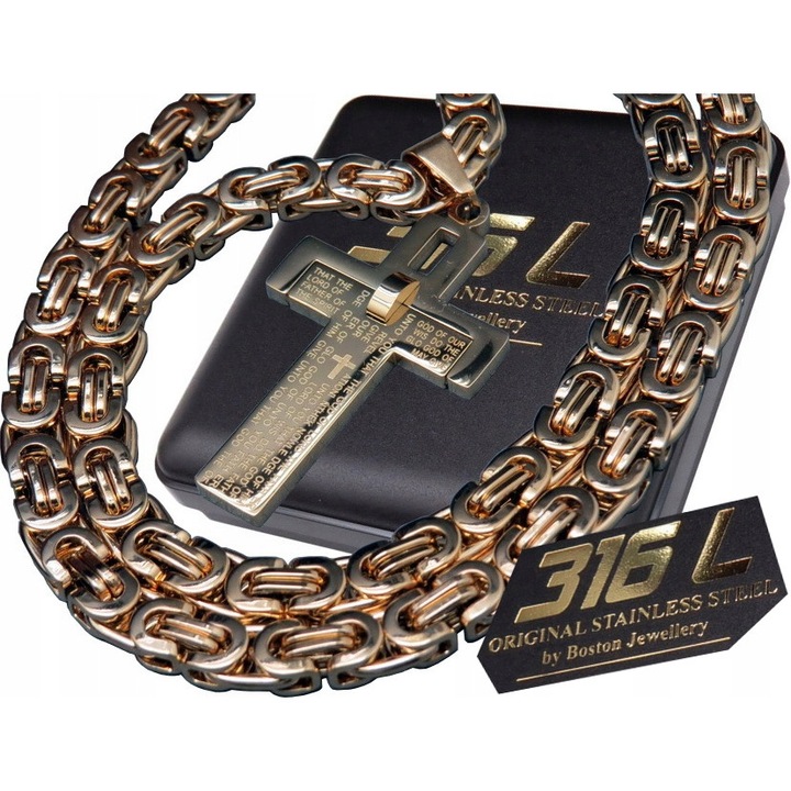 Lant pentru barbati cu cruce, BOSTON JEWELLERY, Otel/Aur, Auriu