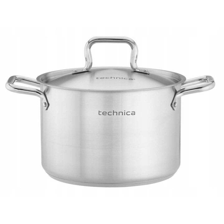 Fazék fedővel, TECHNICA, Platina, Ezüst, 7,2l
