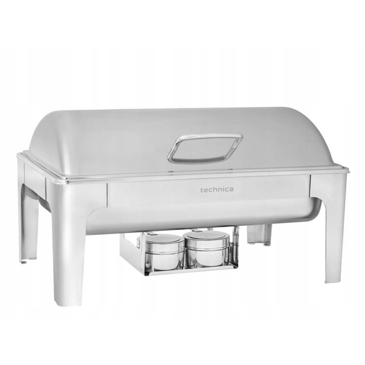 Fedeles chafing dish, büfé felszolgálás, TECHNICA, gasztronorm GN 1/1, 9 l, 57x40,5x32 cm, rozsdamentes acél, üzemanyag tartók, téglalap alakú, rozsdamentes acél