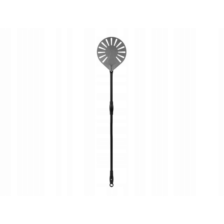 Paleta perforata pentru cuptor pizza, TECHNICA, din otel inoxidabil, cu maner din aluminiu, 350°C, rotund, 22,8 x120 cm, inox