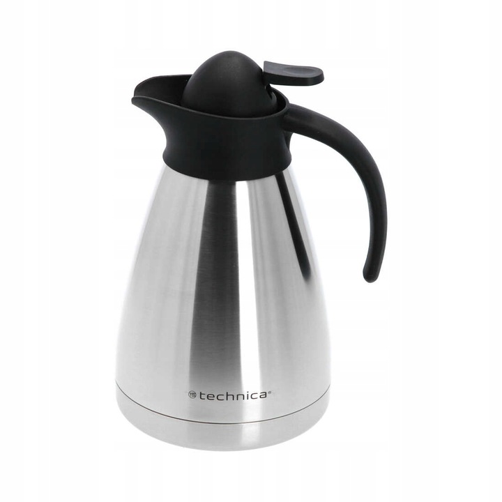Termos de masa cu buton TECHNICA, 1 l, otel inoxidabil/polipropilena pereti dubli o pentru bauturi calde si reci, inox