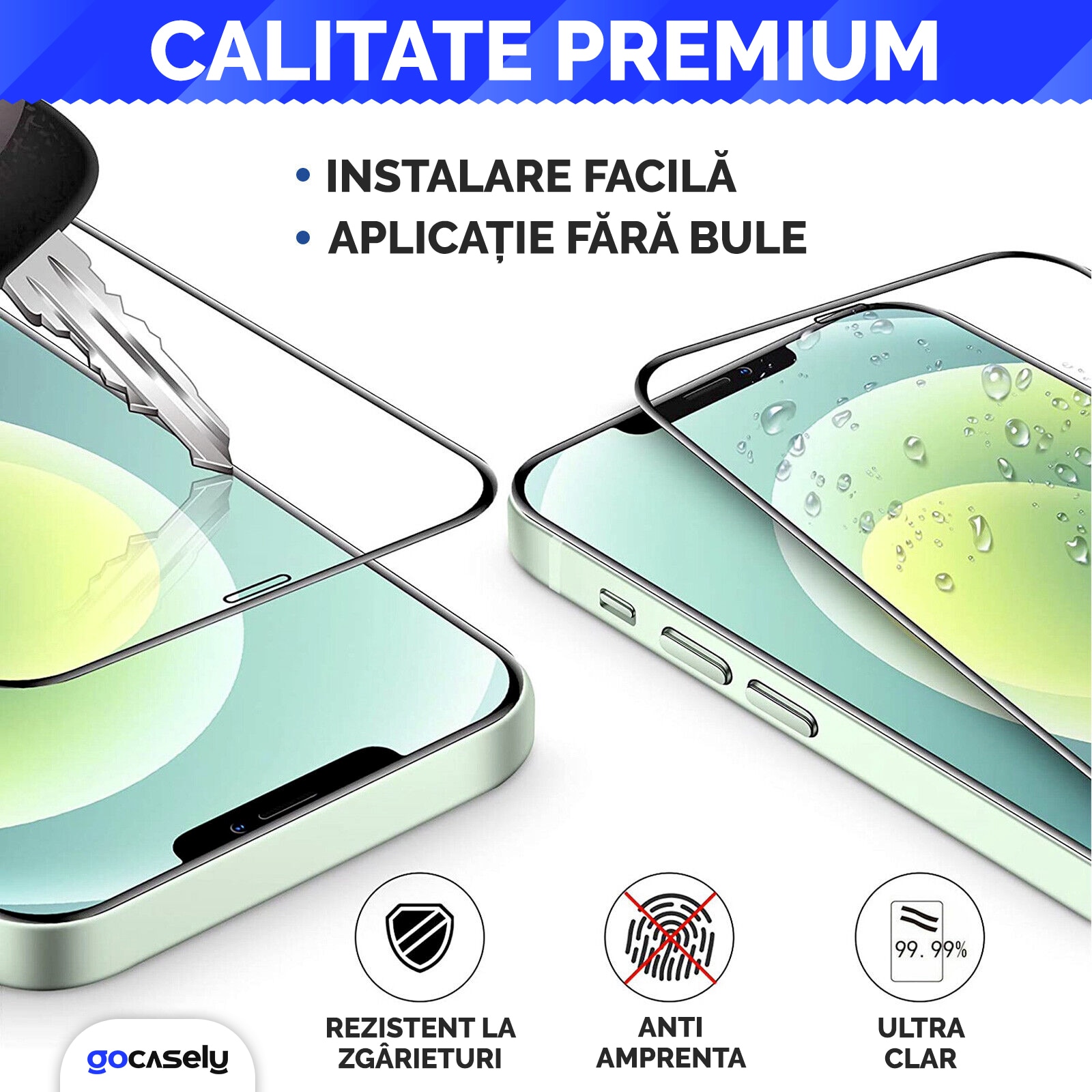 Комплект протектори за екран за iPhone 12 / 12 Pro, 2 броя, Full-Cover ...