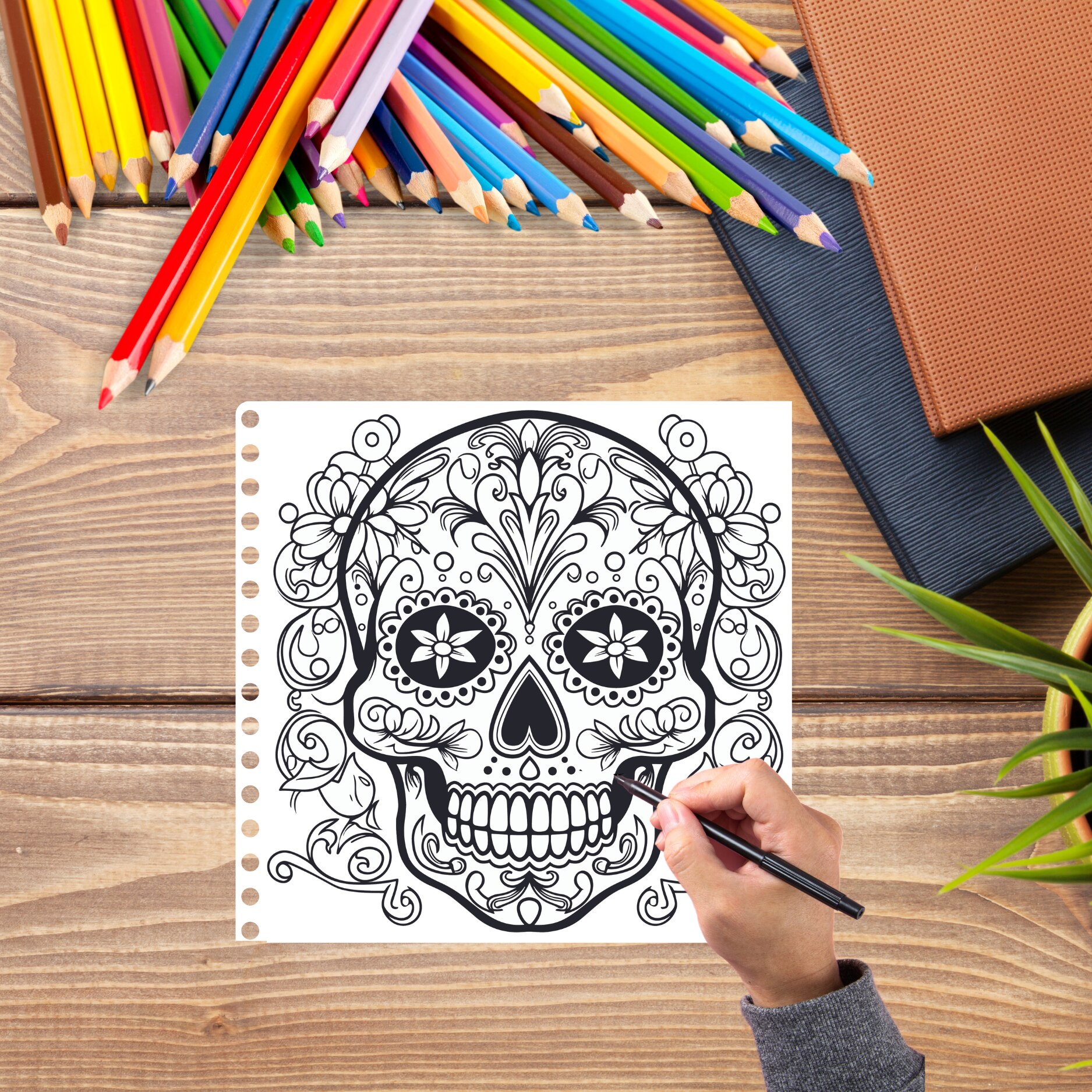 Carte de Colorat pentru Adulti, Sugar Skull, 104 Pagini - eMAG.ro