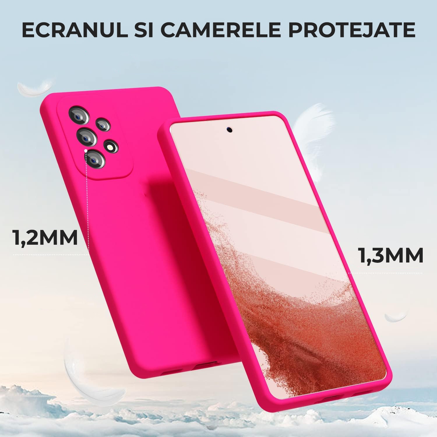 Husa Premium Silicon Soft pentru Samsung A52, Ultra Slim, Protectie sporita, Interior de microfibra, Roz neon