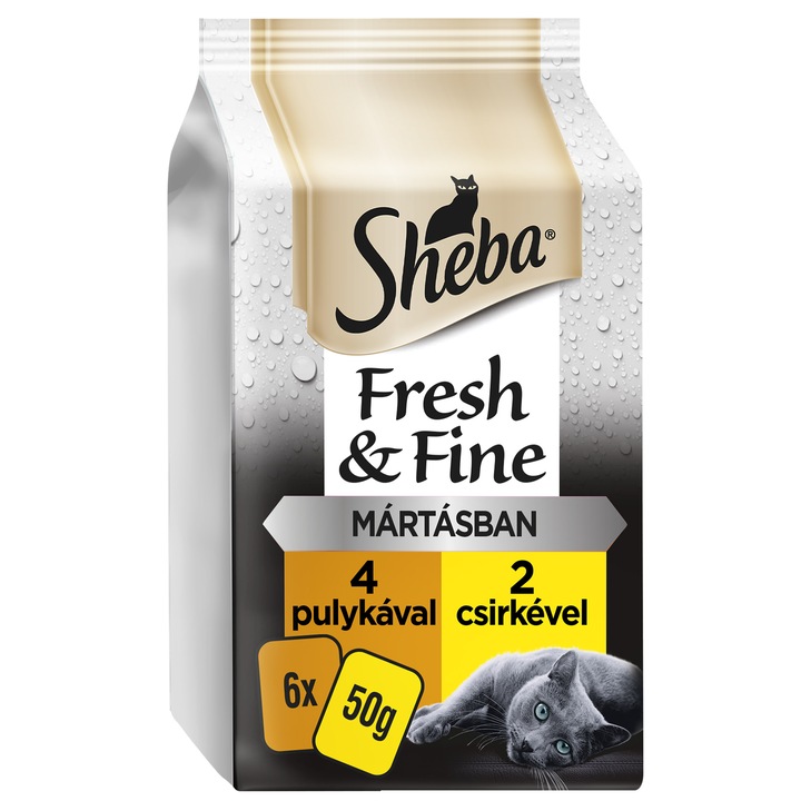 Sheba nedves macskaedel, szárnyas válogatás, 6x50g