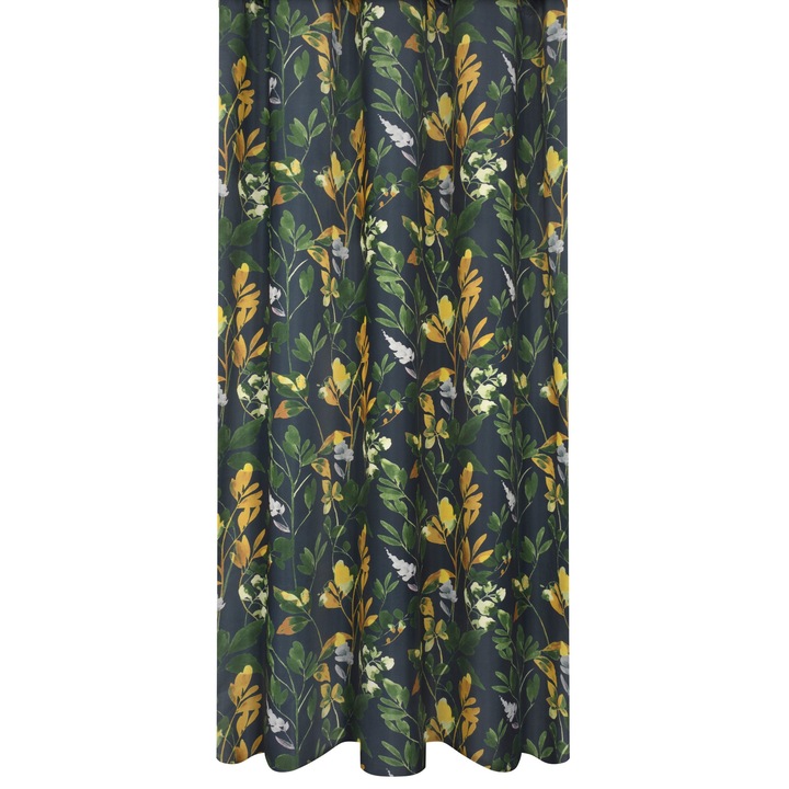 Перде, Voppi, Полиестер, 140x250 см, Закопчалка с халки, Шарка на Фикузия, Зелено/Синьо