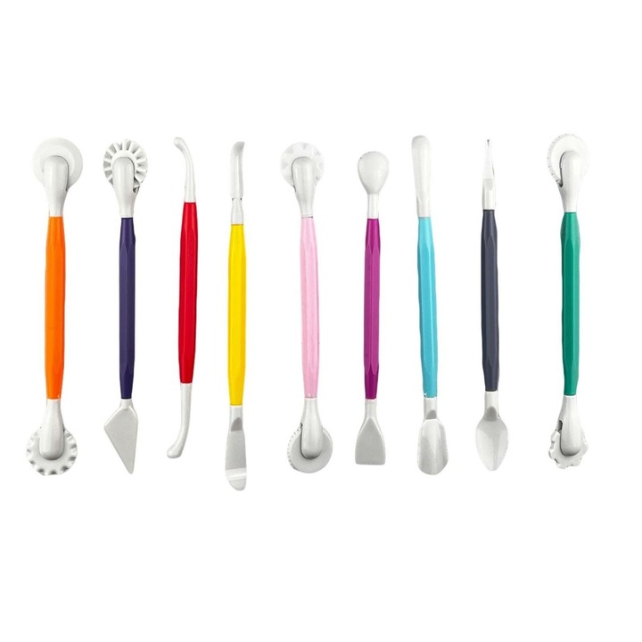 9 db-os cukrászati modellező szerszámkészlet, Multicolor, 16 cm, 469COF