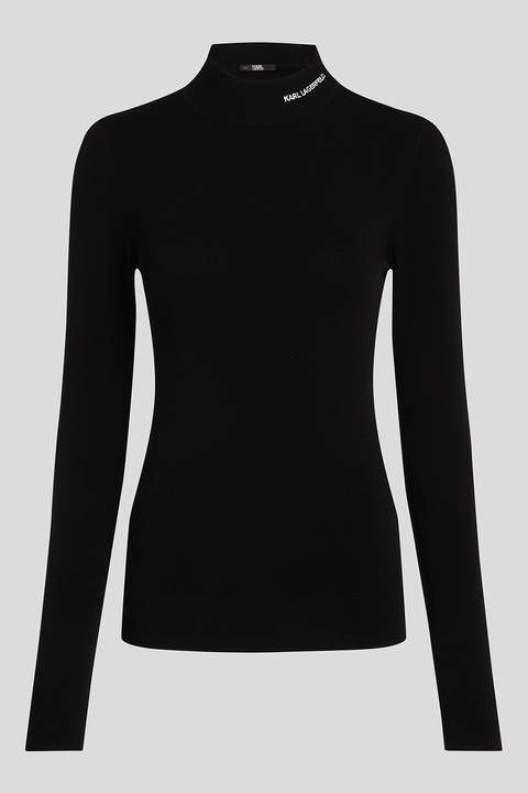Karl Lagerfeld, Rövid galléros finomkötött pulóver, Fekete