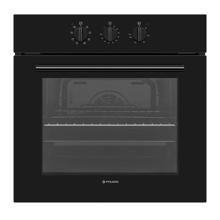 Cuptor electric incorporabil Pyramis 60IN 9001, 8 moduri de operare, clasa A, volum 69 litri, control mecanic, timer, easy clean, finisaj sticla neagra