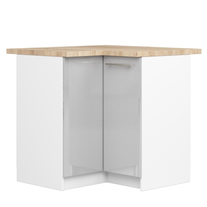 Dulap de bucatarie, Akord Furniture Factory, 90 x 85 x 46cm, Pal, Alb/Gri grafit